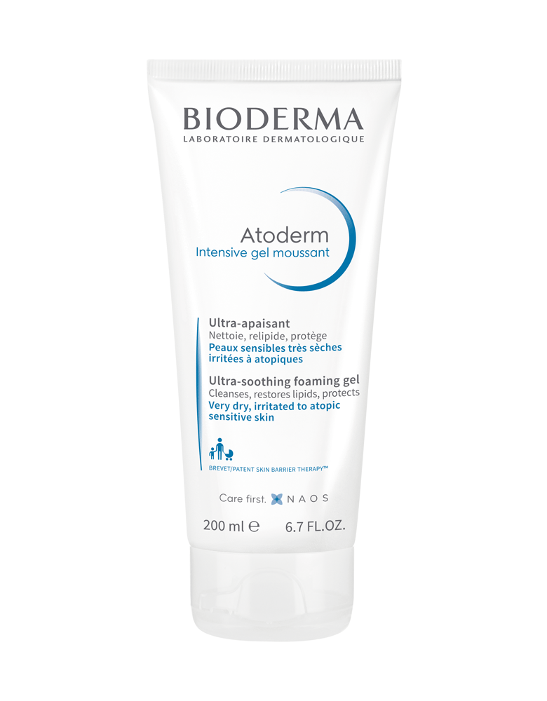 Bioderma Atoderm Intensive Foaming Gel ultra-soothing & unfragranced body wash for very dry skin, and itchy skin prone to eczema 200Ml